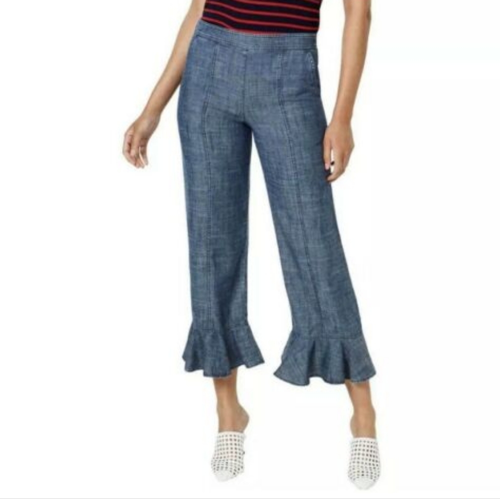 Trina Turn Chambray Ruffled Jeans